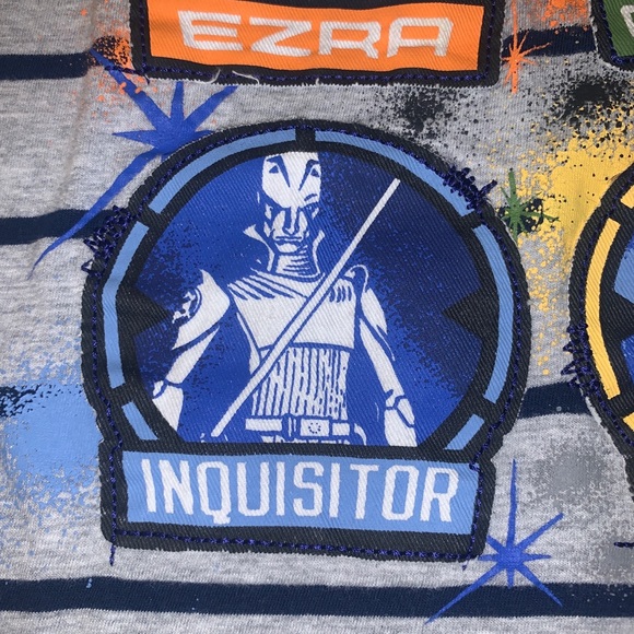 Boy's Size 9-10 Disney Store Star Wars Gray Navy Striped S/S T-Shirt Top Trooper - Picture 8 of 9